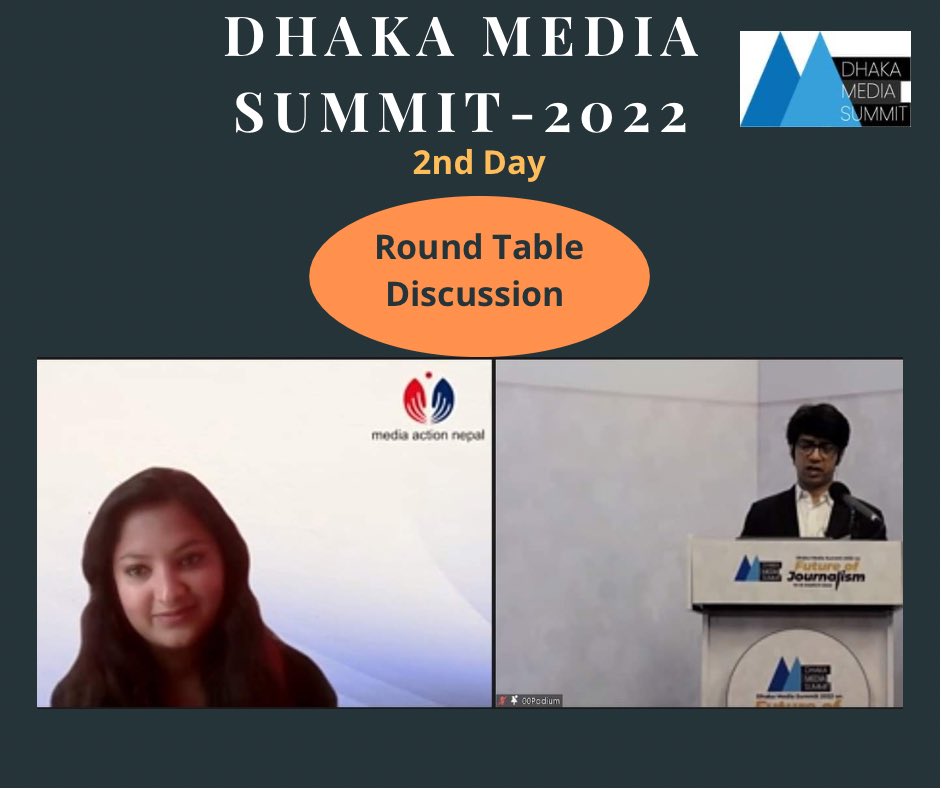 DhakaSummit's tweet photo. The Roundtable Discussion on “Media Sustainability &amp; Safety Concerns for Journalist in Nepal and Beyond”, has ended.

#dms22
#ULAB 
#MSJ https://t.co/1uTGGdBOme