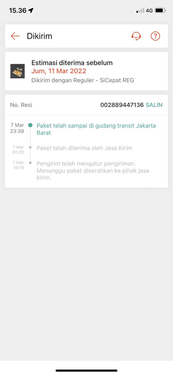 BrataMP_'s tweet photo. @sicepat_ekspres mohon dicek resi 002889447136 dari tgl 7 ga berubah status nya. Makasih. https://t.co/mnpIzU1vt9