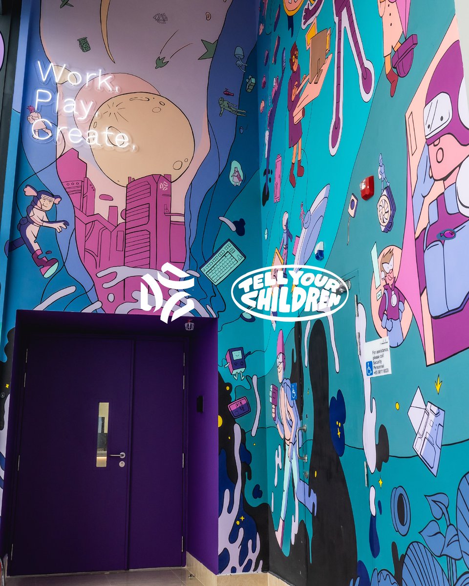 TYC_Studios's tweet photo. New mural for our friends at @DreamcoreSG 🚀✨📲👾🛸💫 #mural https://t.co/lvgAxwBL5Q