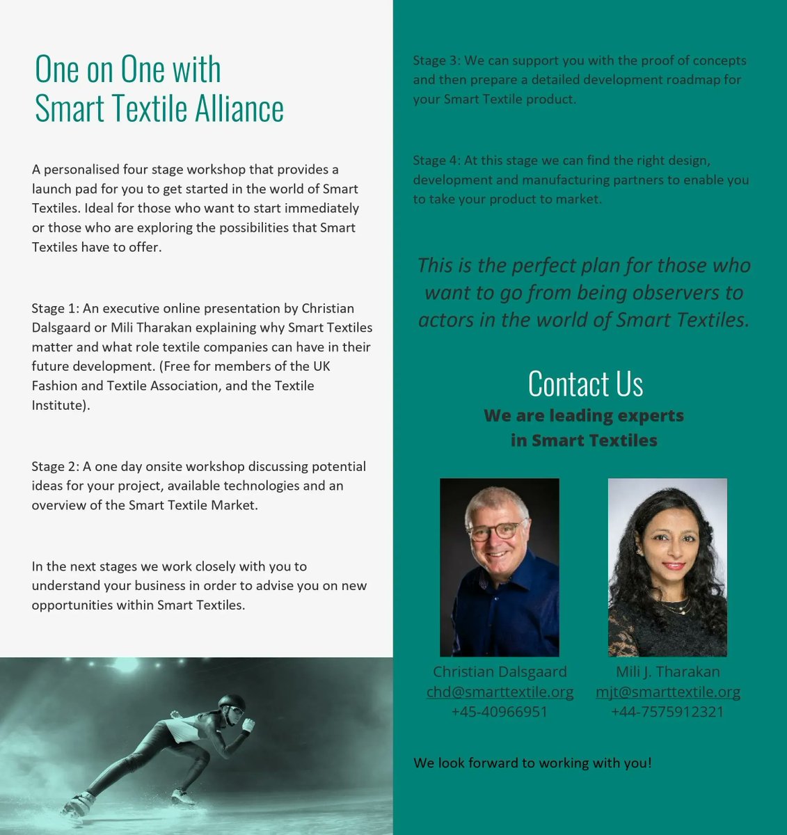 textileinst's tweet photo. @SmartTextileAll is excited to announce their four-stage #advisory program to help #companies in the #Smarttextilesindustry. The program includes a free #workshop led by Christian Dalsgaard and Mili Tharakan. To find our more visit https://t.co/chGNyoB1MJ #textiles #smarttextiles https://t.co/yRvGY3nMPe
