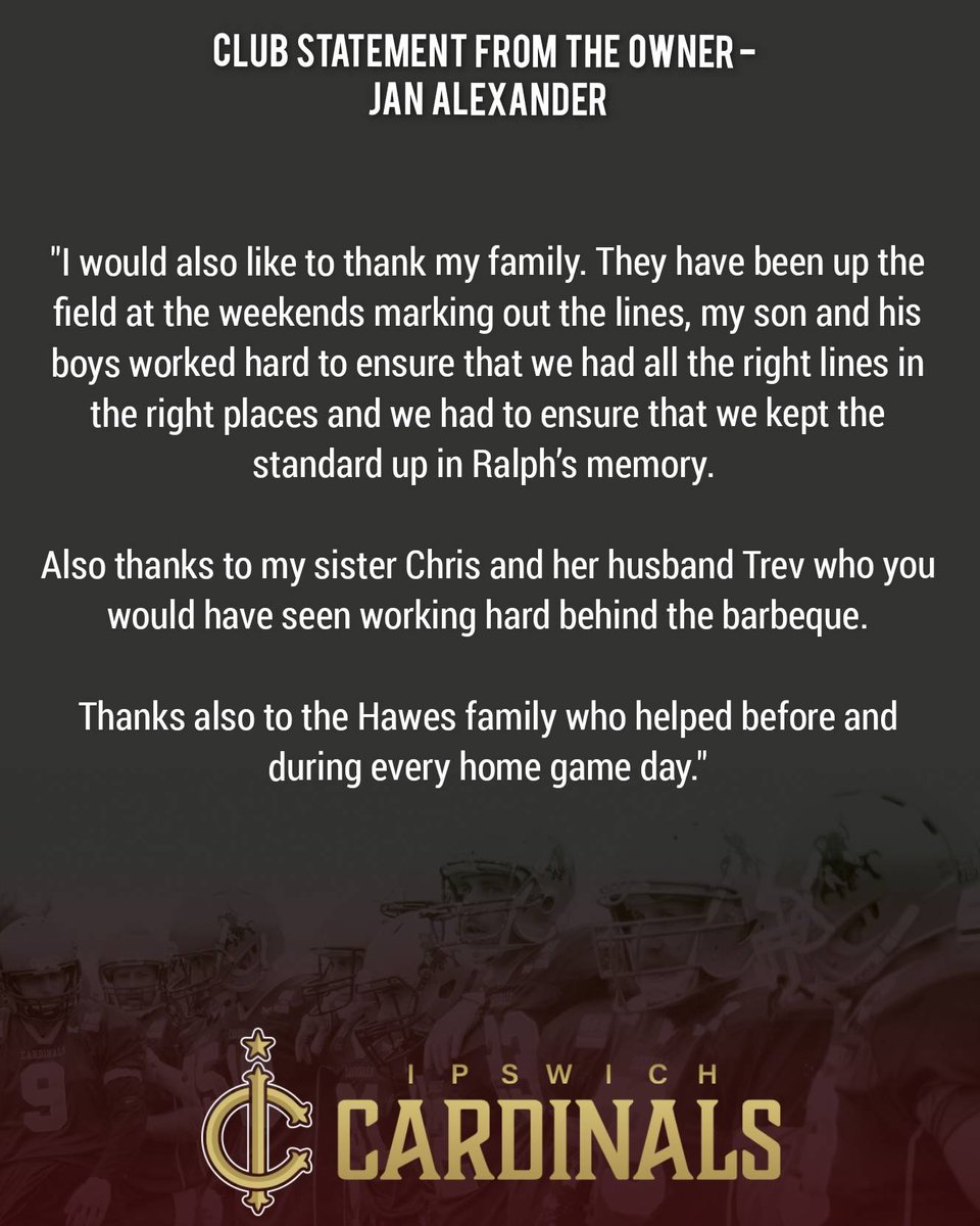 IpswichCardinal's tweet photo. Club Statement from the Owner - Jan Alexander.

#ipswichcardinals #ALLIN #2022pending #britishamericanfootball #britballers #BritballNation #sfc2east #BAFANL #BAFA https://t.co/mktMB4E099