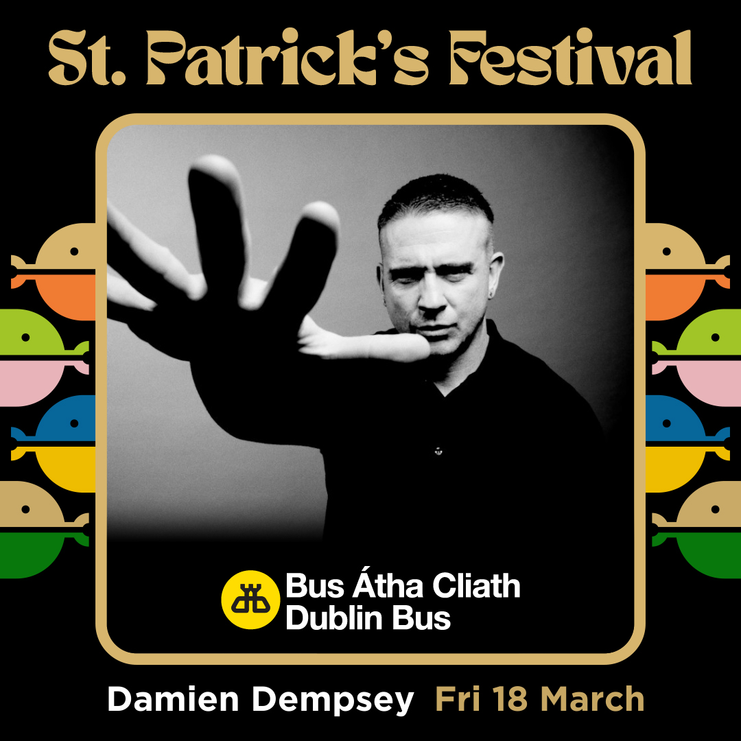 dublinbusnews's tweet photo. To celebrate #StPatricksFestival this year, we have 2 tickets to see @DamoDempsey live on Friday 18 March at the mainstage at the Festival Quarter. To be in with a chance to get your hands on these tickets, tag the #FestivalFriend you'd bring along! #SPF22 #FéilePhádraig https://t.co/i29wcR9RwM