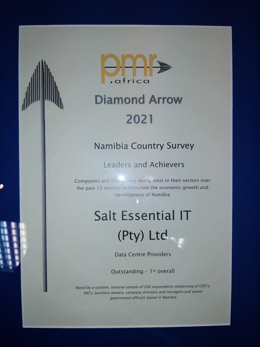 PMR Diamond Arrow Award for Data Centres, highest in category. Congratulations Salties. Third year in a row. #Awardwinner #saltessentialit #pmrawards #24yearsofmagic