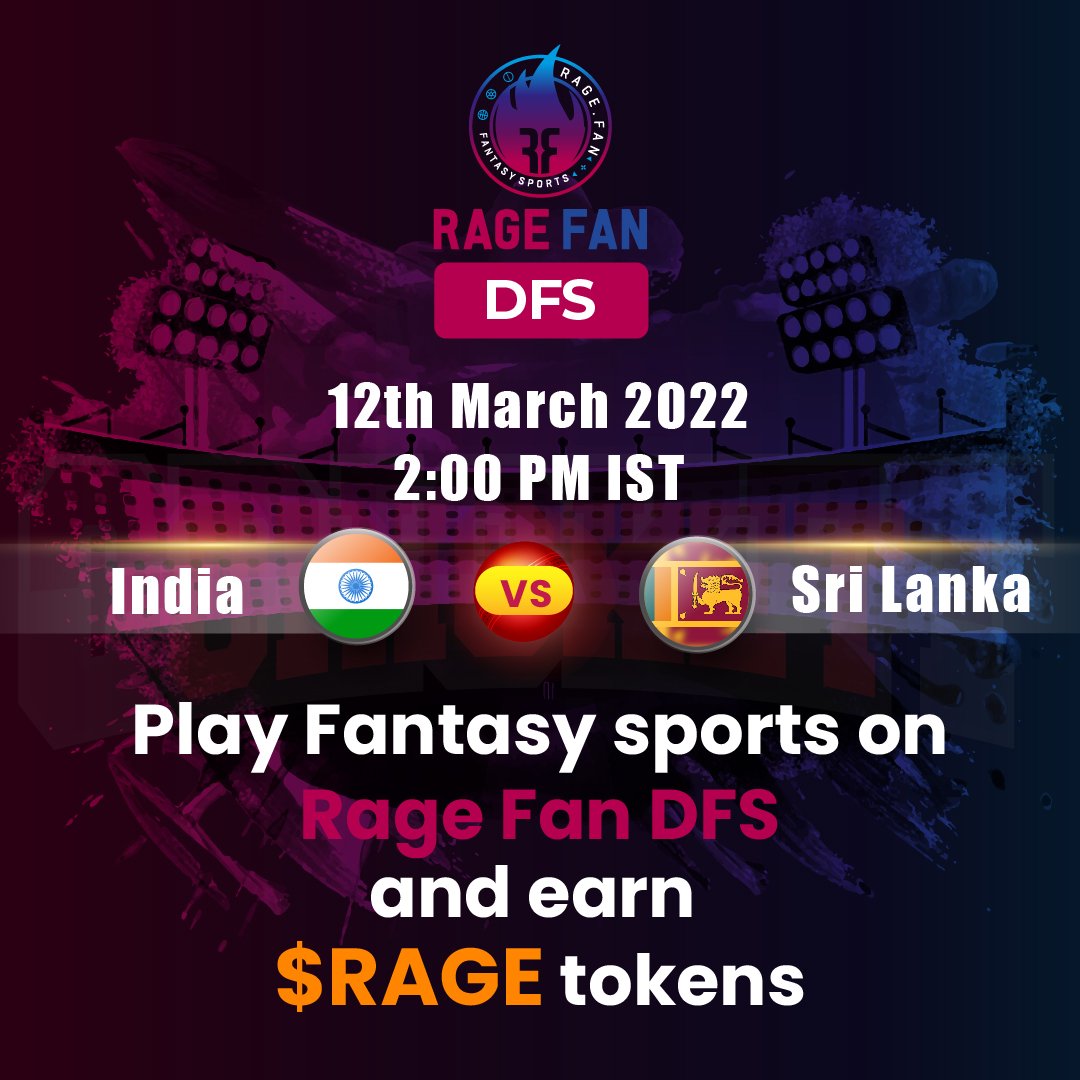 RageFanSocial's tweet photo. India faces Sri Lanka in the second test on Bengaluru on Saturday.
Make your dream team, join contests &amp; win rewards 

Download your #RageApp here ⬇️
♦️IOS: https://t.co/D8ksFCKC14
♦️Android: https://t.co/He45qV1OBv

#RageFan #WinRage #INDvsSL #India #SriLanka #Cricket #Rage https://t.co/XqiagG1ozG