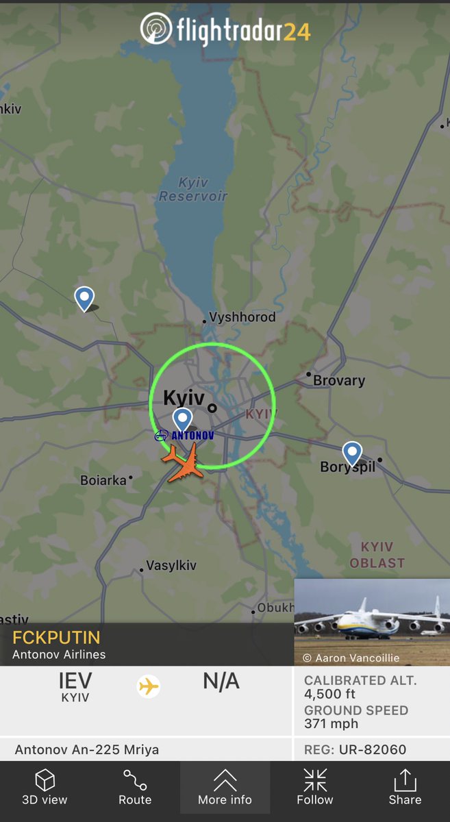 UR-82060 tribute to Mriya Antonov AN225 callsign FCKPUTIN