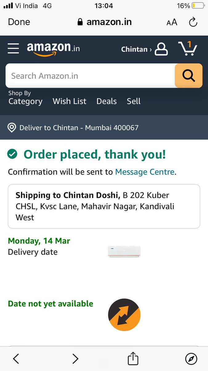 chintandoshi5's tweet photo. @dealztrendz Order placed…thanks for offer. https://t.co/G6BPGMWwPt