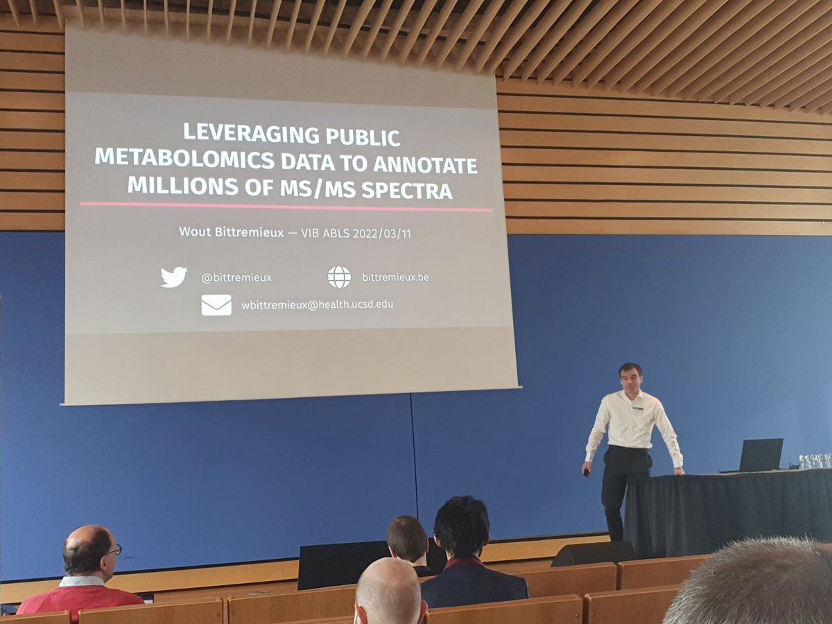 EmmaneelA's tweet photo. A beautiful example why public data is so important: @bittremieux built a suspect library by combining millions of publicly available MS/MS spectra into a big global reference network in order to annotate your spectra much quicker and more accurately! ππ€―πΎ #ABLS22 https://t.co/p6ondT57fH