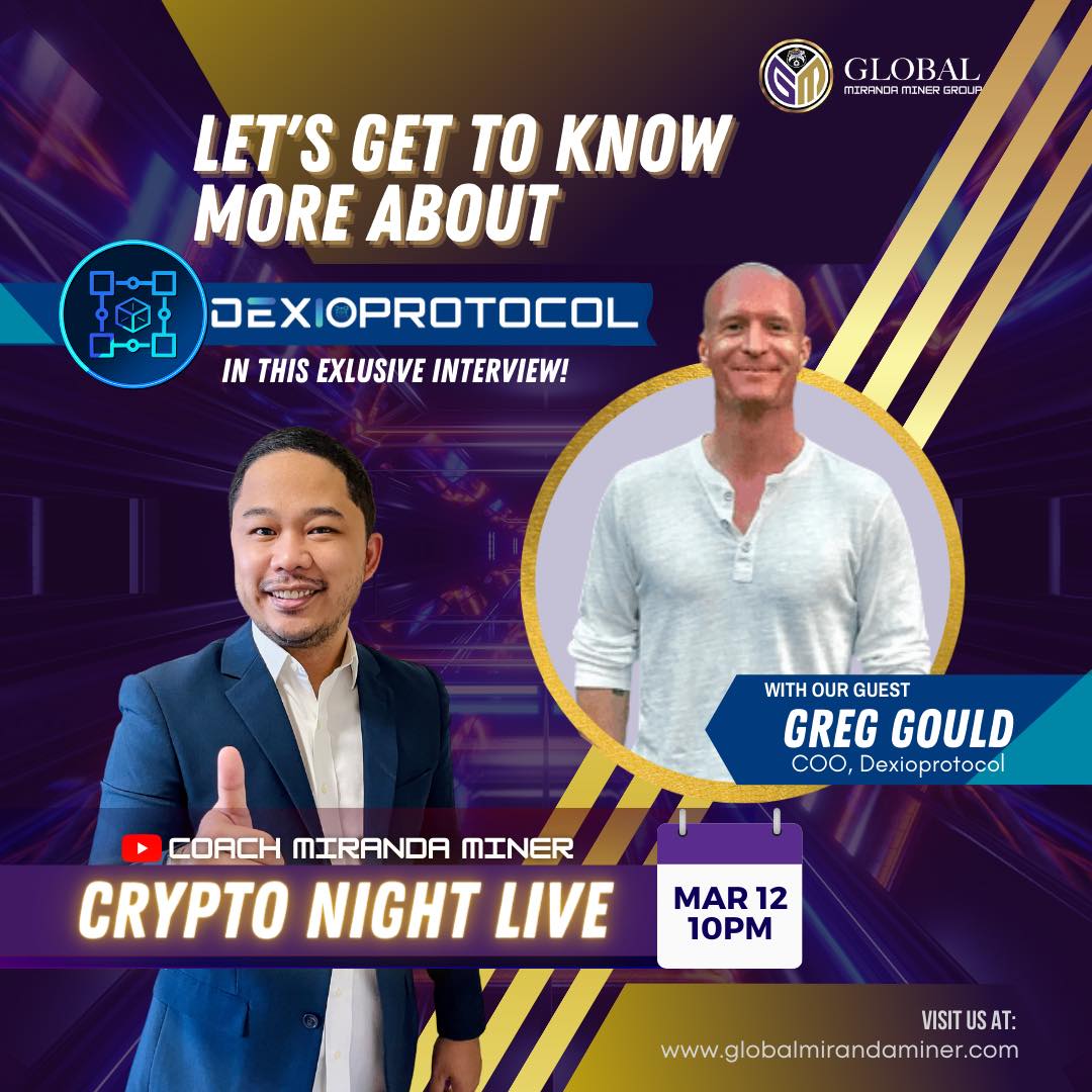 AnascoChoi's tweet photo. Let's  go  ka-Miranda let's be part of this exclusive live interview of coach Miranda miner with Greg Gould coo of dexio protocol  Tomorrow on YouTube 
https://t.co/TGk99FgGd1
@MiningMiranda  @dexioprotocol @DEXIOPILIPINAS 
See you Ka-miranda https://t.co/ETySSDOosi