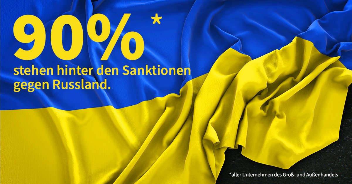 "#Sanktionen funktionieren nur, wenn sie weh tun. Und sie werden auch uns weh tun. Aber: Sie sind richtig. Sie sind angemessen. Und sie sind notwendig. Umso stolzer macht es mich zu sehen, dass die Unternehmen des #Groß-und #Außenhandels geschlossen hinter den Maßnahmen stehen."