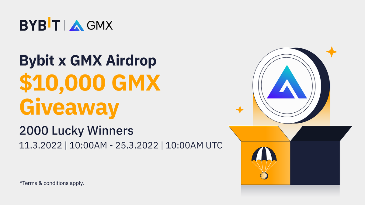 Bybit_Official's tweet image. 🔥 Bybit X GMX Listing Airdrop!

We are giving away $5,000 in $GMX to 1,200 winners!
1️⃣ Follow @Bybit_Official, @GMX_IO
2️⃣ Join Bybit &amp;amp; GMX TG groups
3️⃣ RT + Tag 3 Friends

💰 + Share a $5,000 prize pool by depositing $200 in $GMX or more!

👉 Join Now: go.bybit.com/e/3wx76re2iob