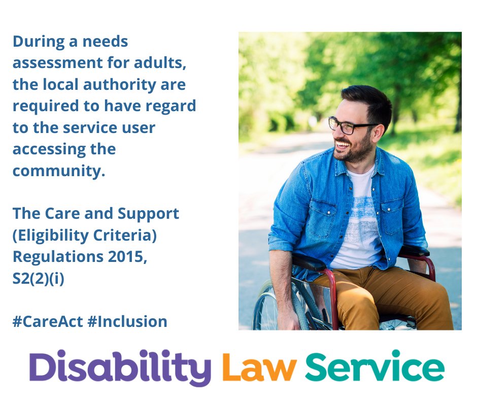 During a needs assessment for #socialcare under the #CareAct, the local authority are required to have regard to the individual accessing the community. 

In your experience, was this eligibility outcome explored? 

What is important to you when accessing the community?