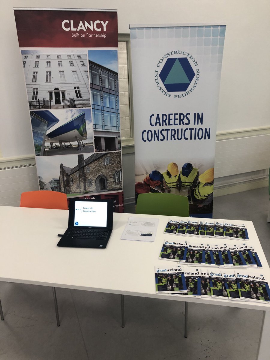 All set up here awaiting the visit of 500+ students to today’s Tipperary ETB open day. Looking forward to promoting careers in construction with ⁦<a href="/Clancy_Drangan/">Clancy</a>⁩ ⁦<a href="/CIF_Ireland/">Construction Industry Federation (CIF)</a>⁩