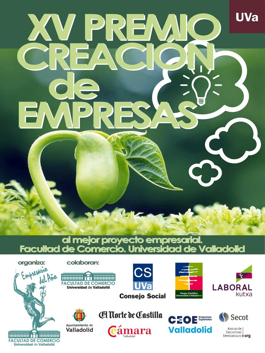 comercio_uva's tweet photo. 🏆XV Premio Creación de Empresas Si eres estudiante o egresado de @comercio_uva y tienes una IDEA de negocio ¡Participa 🎓!
-- Premios valorados en 10.000€ --
📌INFO en WEB: https://t.co/2XXzk1WHGO
📅 FECHA: 22/7/2022
📧Depósito Proyectos ON LINE https://t.co/1x89qYEbLS