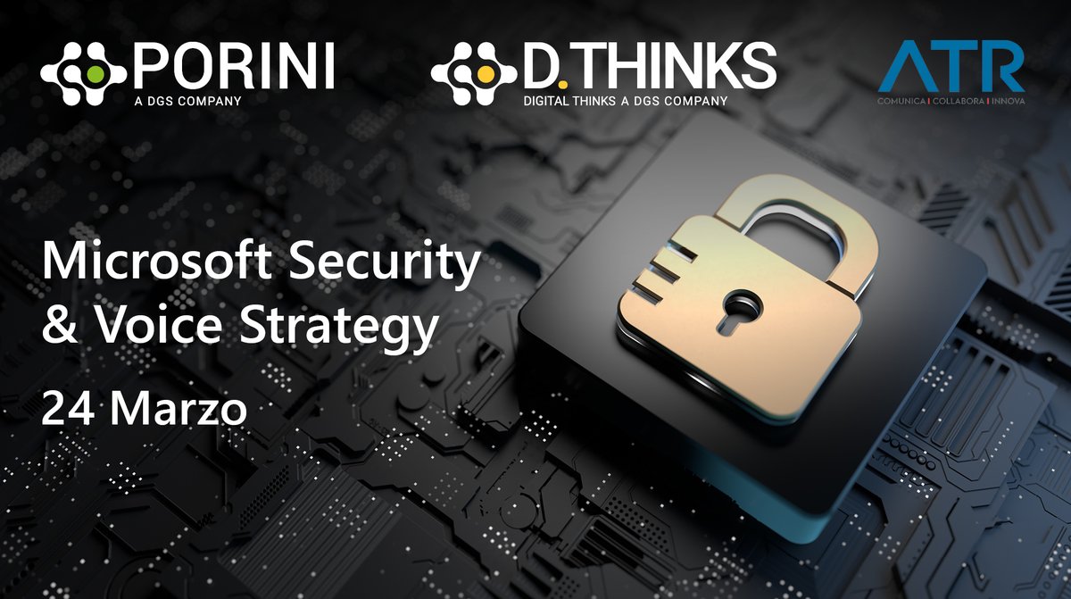🎙 Zeno Testoni e Pietro Giannella il📆 𝟮𝟰/𝟯 parleranno di come conciliare #produttività e #sicurezza. Partecipa al workshop “𝗠𝗶𝗰𝗿𝗼𝘀𝗼𝗳𝘁 𝗦𝗲𝗰𝘂𝗿𝗶𝘁𝘆 &amp; 𝗩𝗼𝗶𝗰𝗲 𝗦𝘁𝗿𝗮𝘁𝗲𝗴𝘆”  
✏️ 𝗥𝗲𝗴𝗶𝘀𝘁𝗿𝗮𝘁𝗶: bit.ly/3HRevzR   
#PMI #microsoft #security