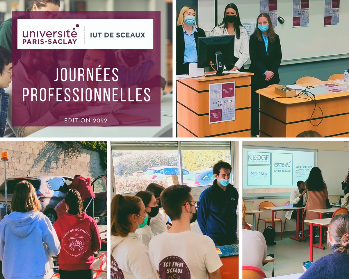 IUT_Sceaux's tweet photo. [TIME TO FINISH]

Les #JPros de @IUT_Sceaux @UnivParisSaclay s'achèvent.

Ces journées #professionnelles ont permis à nos étudiants #apprendreautrement, rencontrer des représentants du #mondeprofessionnel et préparer leur avenir.

https://t.co/O7I4pgFOsr https://t.co/PkzJbpaZZO