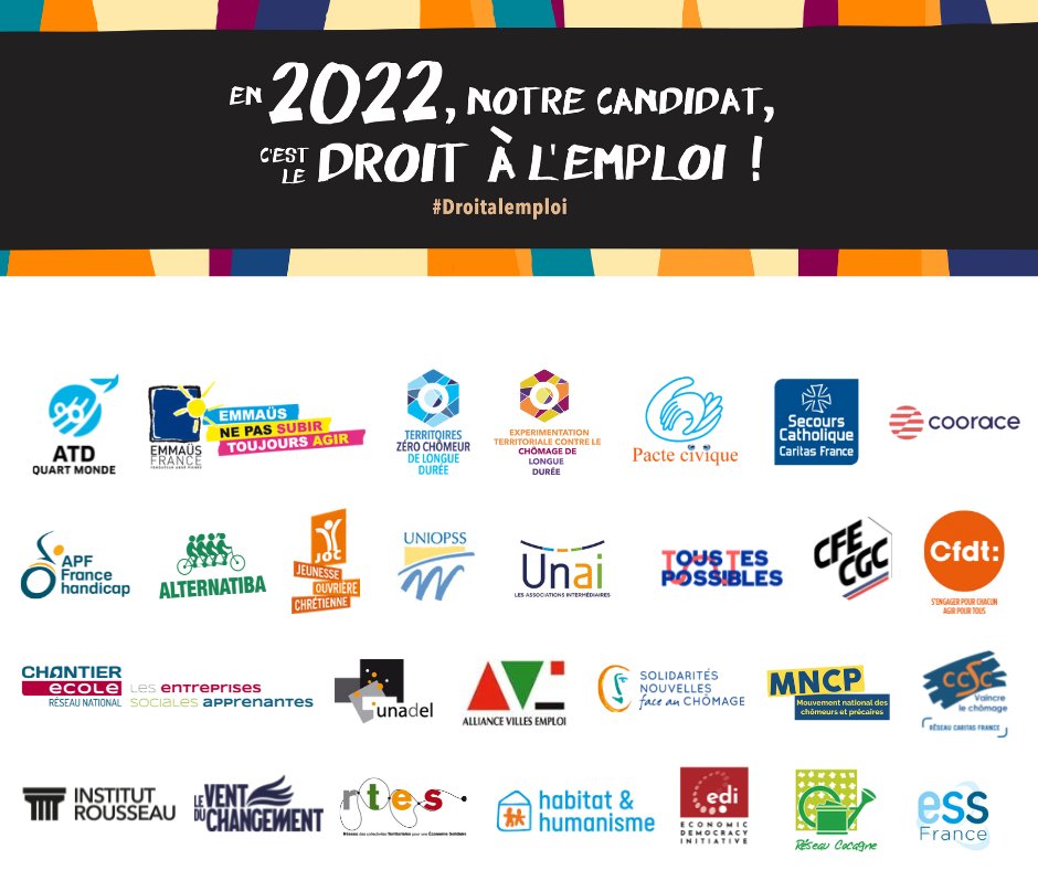 💪Plus qu'une ribambelle de logos, une coalition pour le droit à l'emploi ! 

Parce que le droit à l'emploi est une promesse républicaine et parce qu'il est nécessaire à la reconstruction écologique et sociale, mobilisons-nous !

Rendez-vous demain à Bastille. 

#Droitalemploi