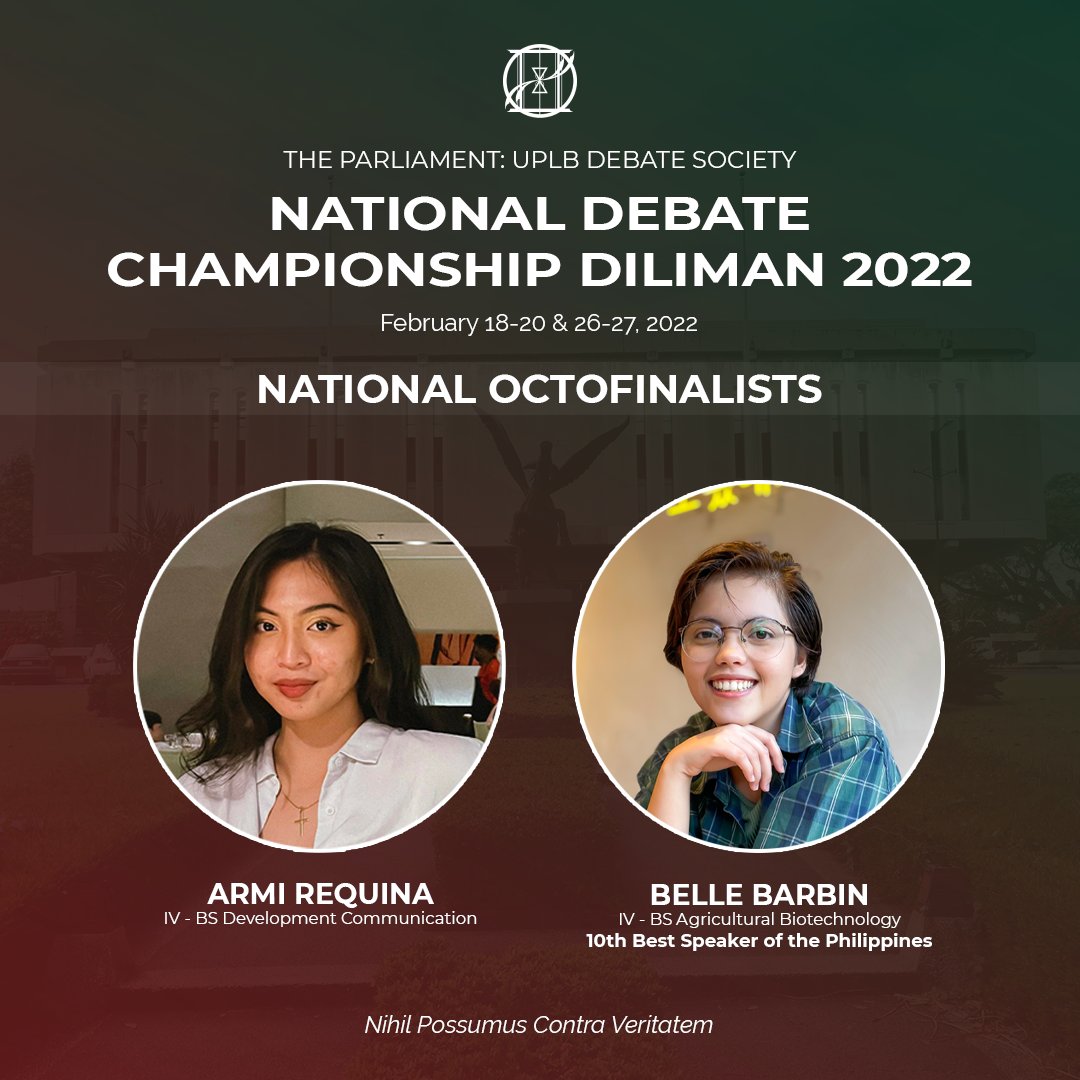 uplb_debate's tweet photo. Congratulations to our contingent to the National Debate Championship (NDC) 2022! ✊ https://t.co/bMDnHQ0Tcr