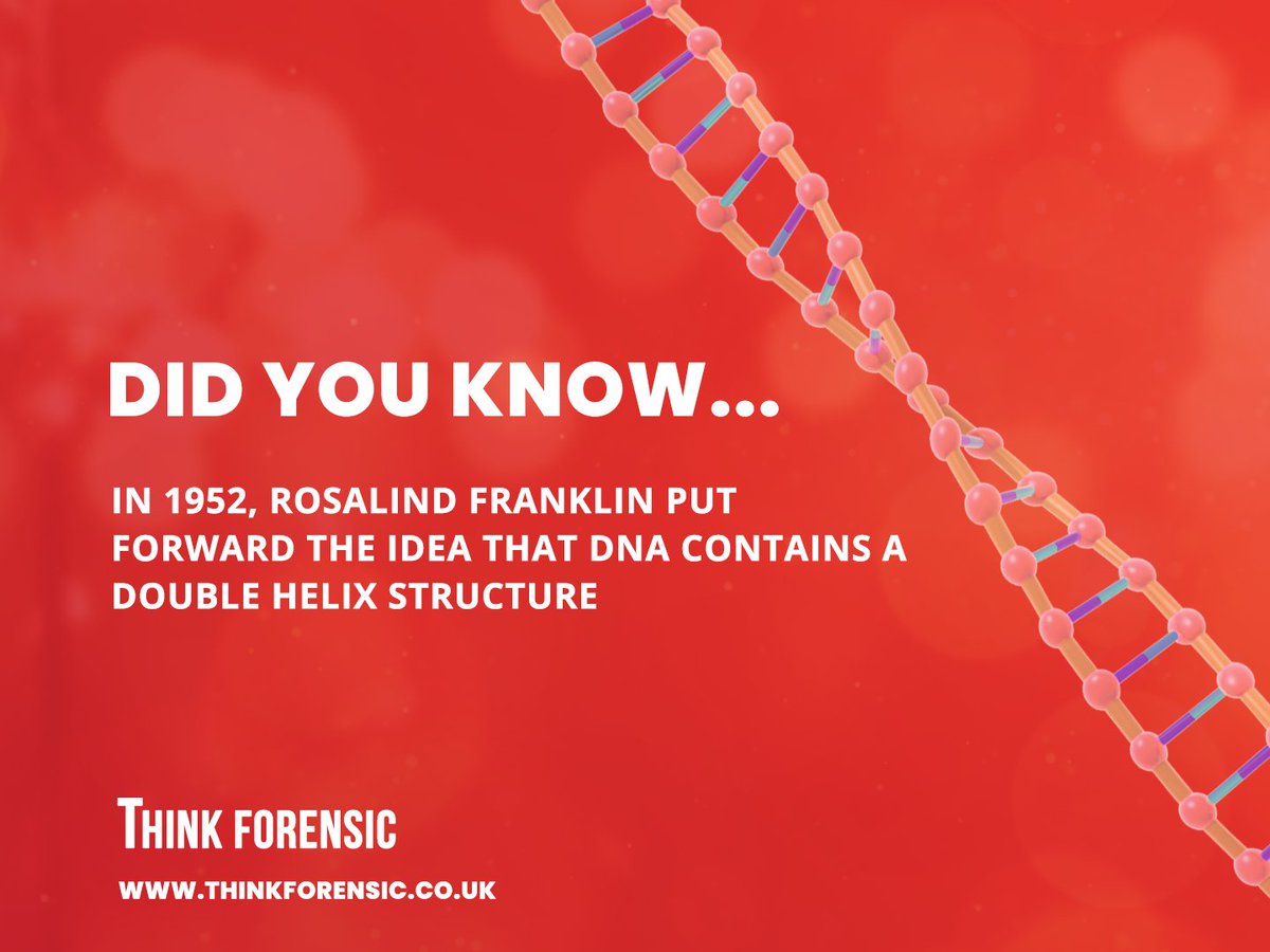ThinkForensic's tweet photo. FORENSIC FACT FRIDAY
As it was International Women’s Day earlier this week, we thought this fact about Rosalind Franklin was very fitting - a pioneer in science. 👩‍🔬
Do you know of any other inspirational women in Science? Let us know!

#forensicfactfriday #WomenInScience https://t.co/8xxoEVXsiw