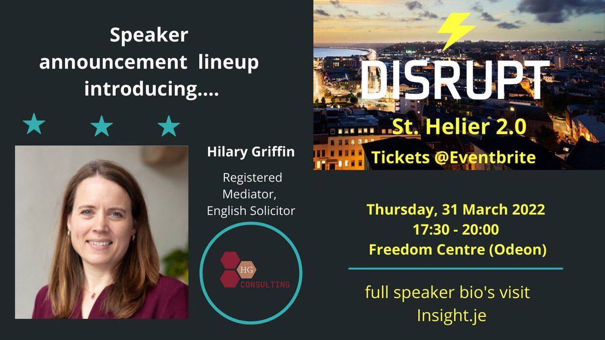 Former Chair of @JerseyEmploymentTribunal, @HG_Mediate offers workplace #training and #mediation services to reduce the risk of costly tribunal proceedings. Visit insight.je/disrupt_st_hel… for tickets and speaker bio's @Walkers <a href="/pinpointhq/">Pinpoint</a> @ChannelIslandsInsurance (CIB)