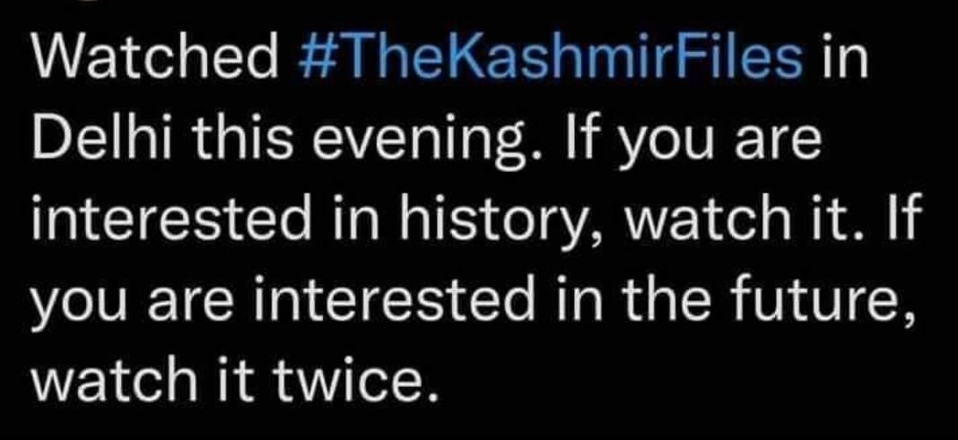 mounikasunkaras's tweet photo. I'm watching #TheKashmiriFiles since I'm interested in safeguarding my future generations...
@vivekagnihotri thank you for making it. https://t.co/bmG9ddTTh7