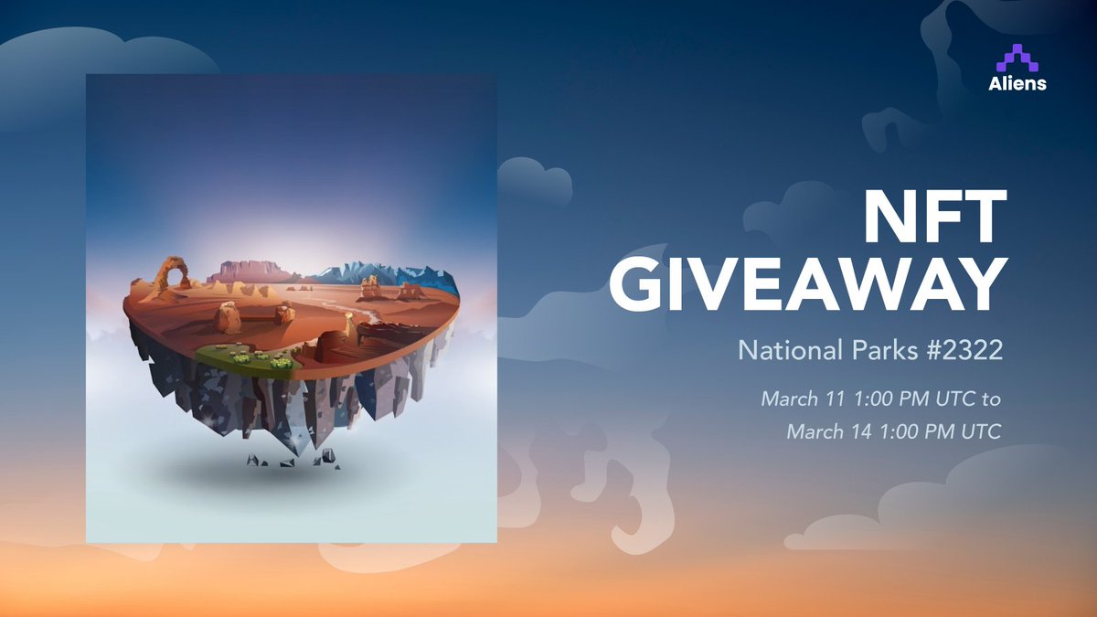 aliensapp's tweet photo. 🚨 GIVEAWAY ALERT:

Be part of @natparksnft club and earn access to perks and discounts not only available online but also in real life! How?

1. Download Aliens (link in bio)
2. Tap participate on the giveaway tab
3. Follow the steps there

Good luck! 🤙🏻 #NFTGiveaways https://t.co/4hkbDmFTNy
