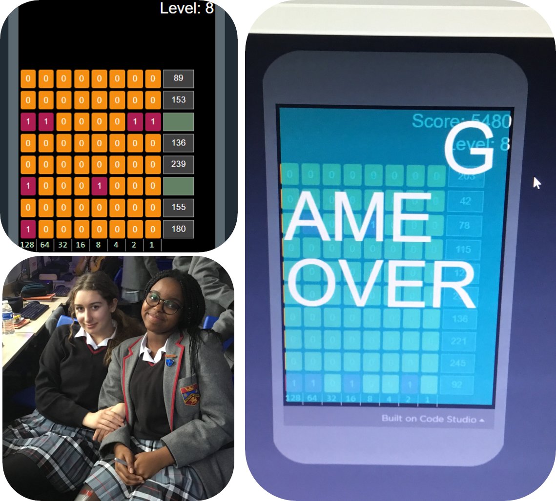 Highclare_ICT's tweet photo. Well done to U4 students Natalia, Michelle and Shaan for scoring the highest joint binary game score of 5480! Congratulations also go to Matthew S for getting the highest individual score of 4040 #binarynumbers #computationalthinking https://t.co/453jGvj5SL