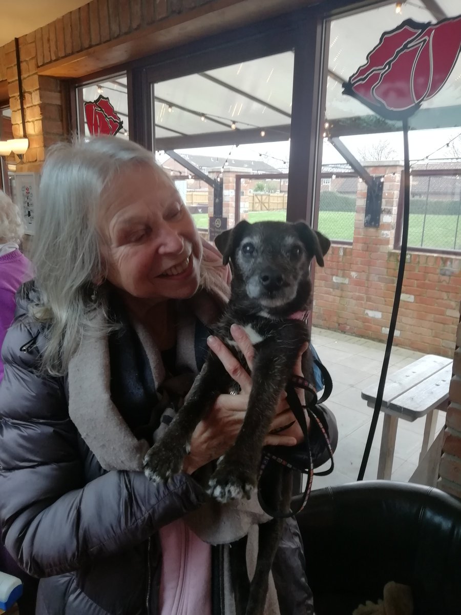 musicworksnet's tweet photo. It was another very special Heron Cafe for Well Being this week, as we welcomed Holly - our first ever canine attendee, pictured with owner Pat! 😍😍

Don't miss our next Cafe, 10:30am on 21/3/22 in the @PoppyandPint 

#musicincare #wellbeing
@NottsCC https://t.co/heeFPYnsqp