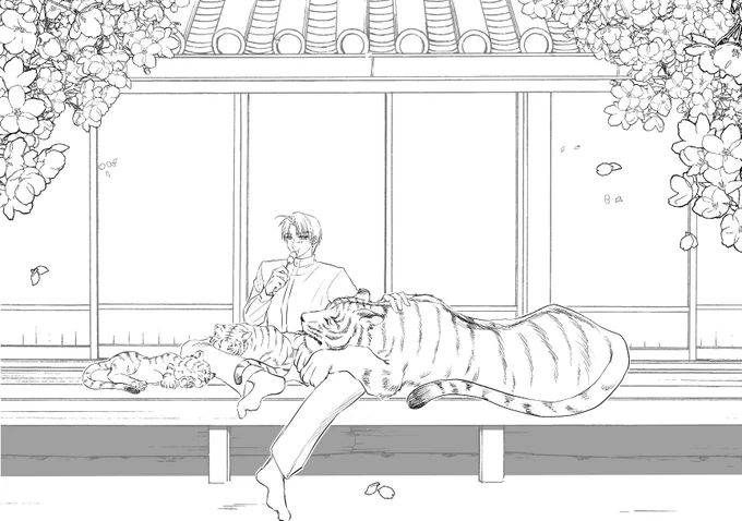 #燭へしワンドロワンライ
お題「春」
虎光忠×長谷部くんと小虎ちゃんズ
家族で春のお昼寝😘

遅くなりました! 