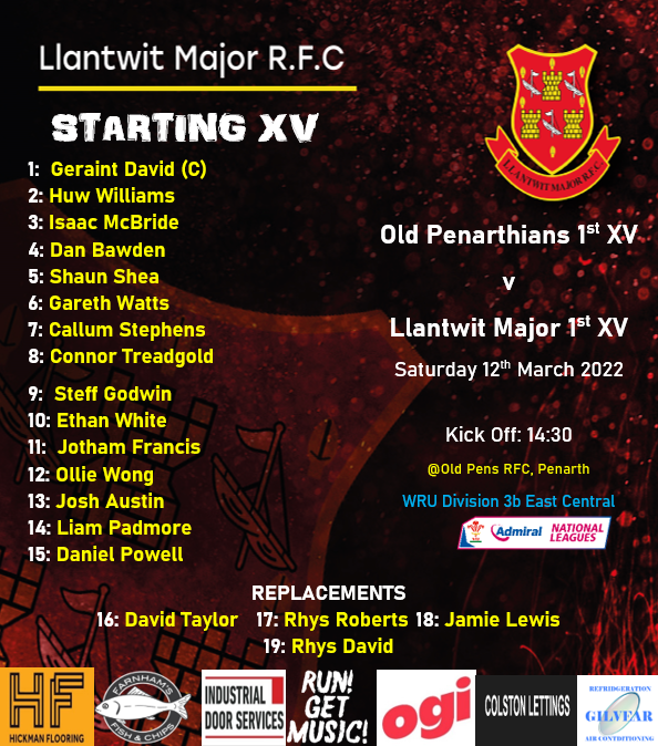 LlantwitRugby's tweet photo. Here is our 1st XV that travel to @Old_Pens_RFC  tomorrow in their league encounter. If you cant make it to Lampeter to watch the youth team than Penarth is always an option! https://t.co/xEGfSdH7rg