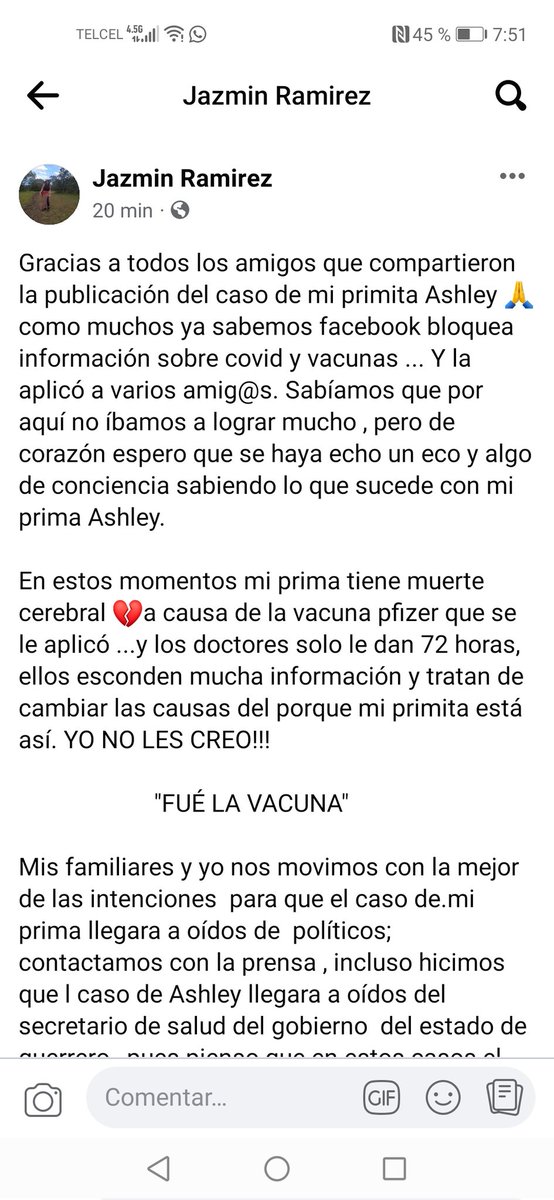 Dian_Iurd's tweet photo. Por favor autoridades apoyo para la familia Carbajal, como es posible que la reacción de una vacuna tenga a una niña de 25 años con muerte cerebral @AcapulcoGob @lopezobrador_ @Edomex @SaludGobPue @EvelynSalgadoP @PfizerMx https://t.co/5bq9YiNFJM