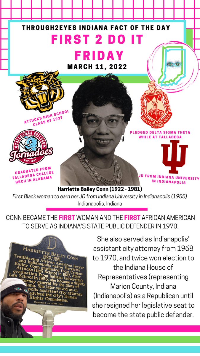Through2Eyes's tweet photo. #First2DoItFriday: Harriette Bailey Conn became the first woman and the first African American to serve as Indiana's state public defender in 1970. https://t.co/WttrvFIkRI