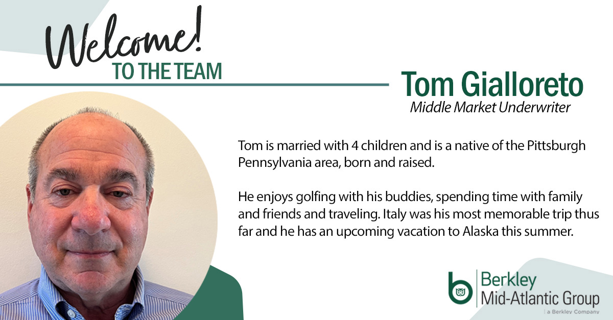 WRBMAG's tweet photo. 👀 Look at us grow! #BMAG continues to make great additions to our family! 

Please join us in welcoming Tom Gialloreto as our newest Middle Market Underwriter! 👏 https://t.co/zehGiragq4