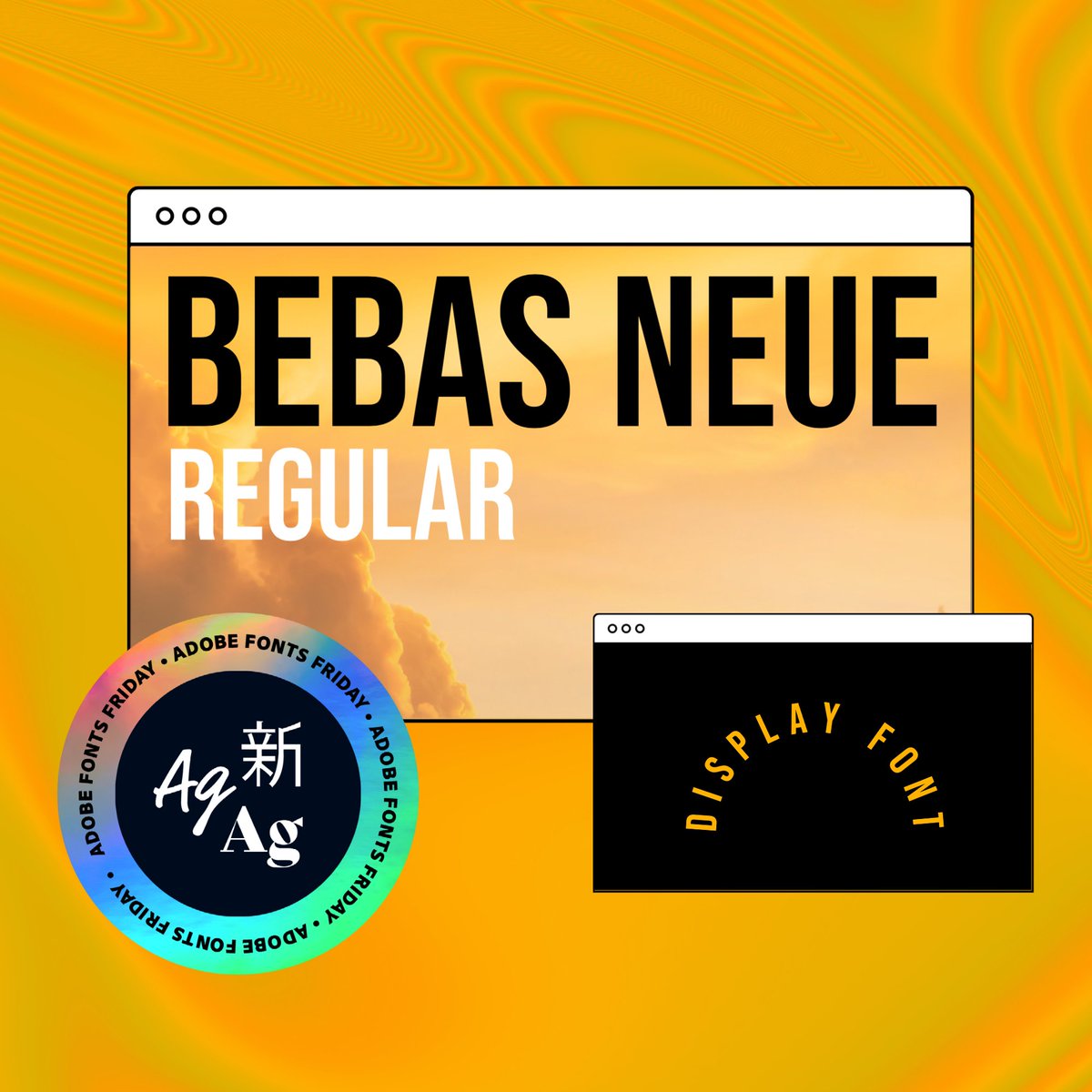 If there was a font popularity contest, Bebas Neue by <a href="/dharmatype/">Dharma Type Inc.</a> would hold the title.🏆  Making its presence known through powerful 💪  headlines and captions, when you employ it you'll undoubtedly make an impact! 💥

#CreativeCloudExpress #ExpressIt #AdobeFonts #FontFridays