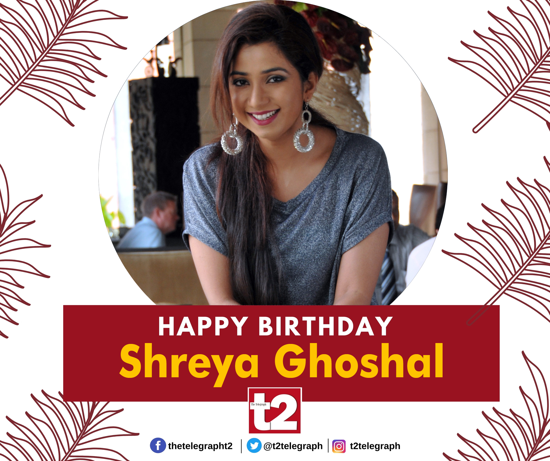 Magical, magnetic and mellifluous. That\s Shreya Ghoshal and her voice. Happy birthday! 