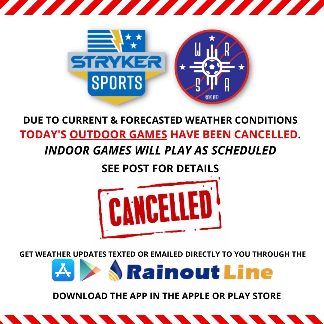 SCHEELSStryker's tweet photo. ❄️ WEATHER ALERT ❄️

Due to current and forecasted weather conditions, today's (Friday 3/11)
OUTDOOR GAMES ONLY are cancelled.

Indoor games will be played as scheduled for today only. 

Decisions on Saturday's games coming at noon today. https://t.co/T547KRztiQ