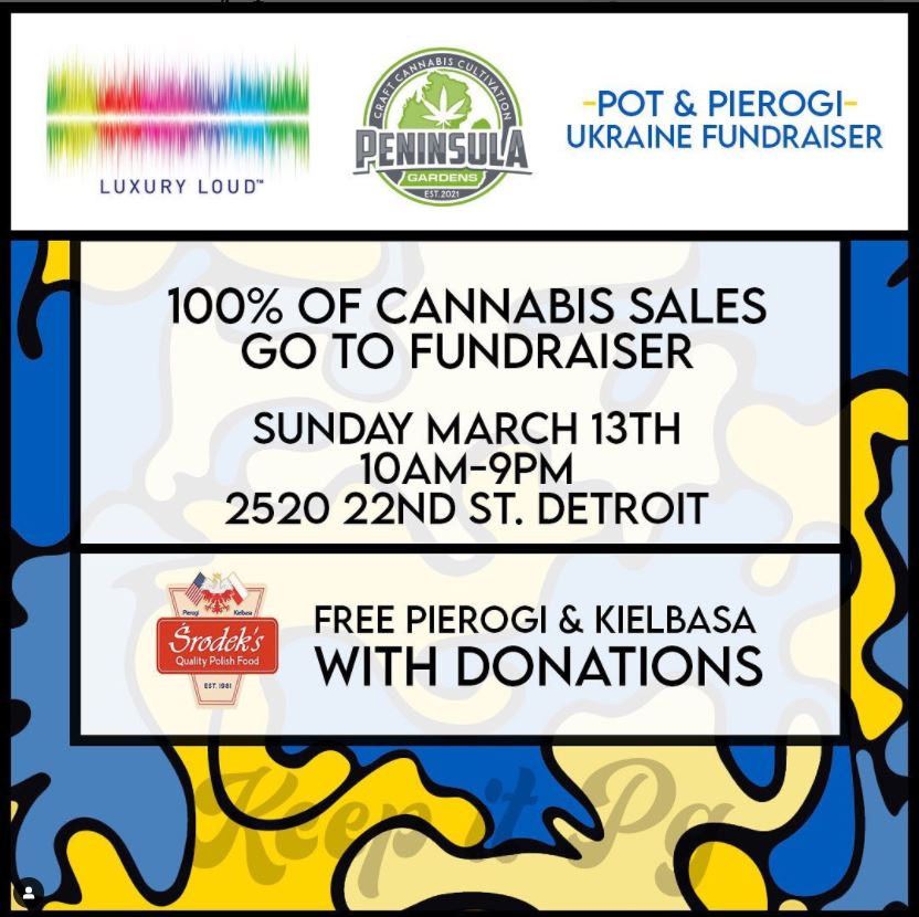 PeninsulaGardn's tweet photo. Peninsula Gardens and @luxurylouddetroit are raising money to help those in need in the Ukraine. Come out and support us this Sunday in Detroit. 100% of sales go directly to helping the Ukraine! #keepitPG #cannabisgivingback https://t.co/IGwZqXU4bW