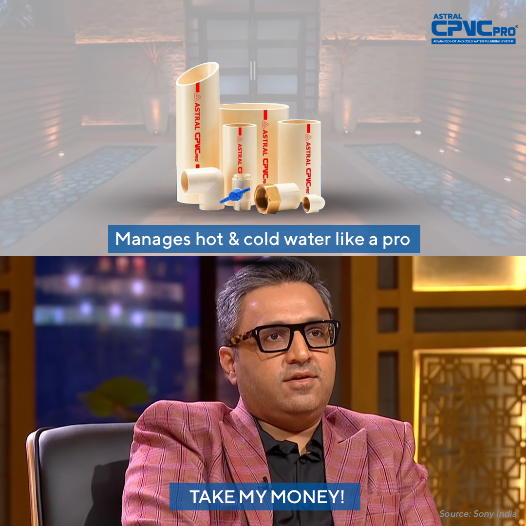 AstralPipes's tweet photo. Manages water like a pro, you’d want to put in your money at a go!
Source: Shark Tank India, Sony Entertainment 
 
#Astral #AstralStrong #AstralCPVCpro #CPVCPro #plumbingpipes #pipingsystems #plumbing https://t.co/ZLpytUq195