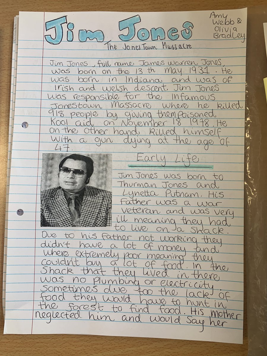 social_sahs's tweet photo. S3 smashed it in our true crime ‘born evil’ research task 👏🏻 Miss Milligan loved researching the cases with you all 💪🏻 #truecrime #bornevil #showcasefriday https://t.co/hcEuaPQpeH
