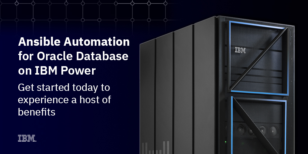tjl8q's tweet photo. Learn how your business can eliminate repetitive IT management tasks, reduce time to deploy Oracle Databases, and improve productivity with Ansible Automation: https://t.co/P2qP1uCXSP
#PowerSystems #IBMPowerSystems #oracle https://t.co/SQf4i87QbP