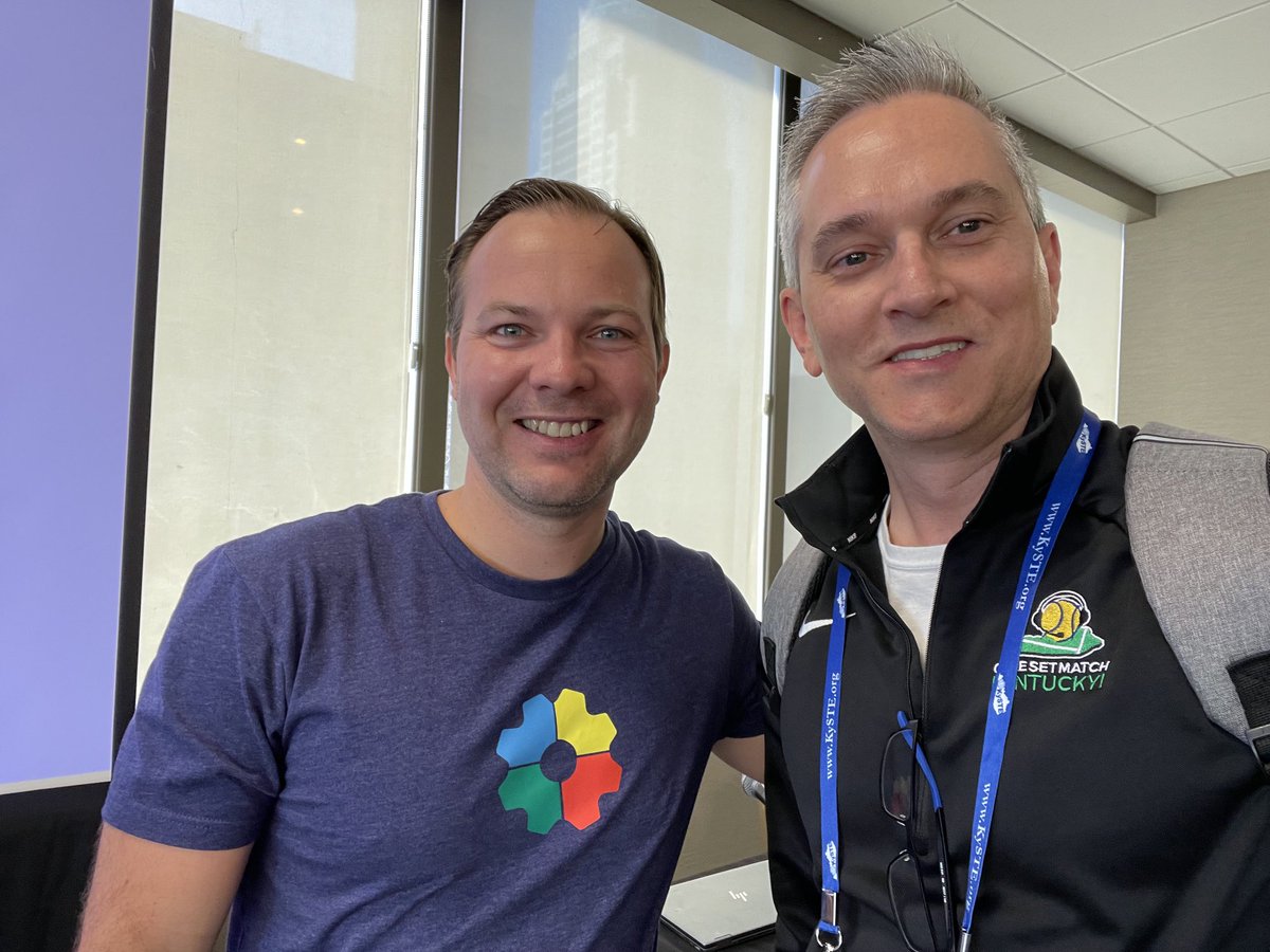 mrgodby's tweet photo. It was great to meet one of my EdTech/YouTube influences ⁦@jrsowash⁩ at #KySTE22 this week! Keep the great content coming John! ⁦@kystetech⁩ https://t.co/yCEfB7setx