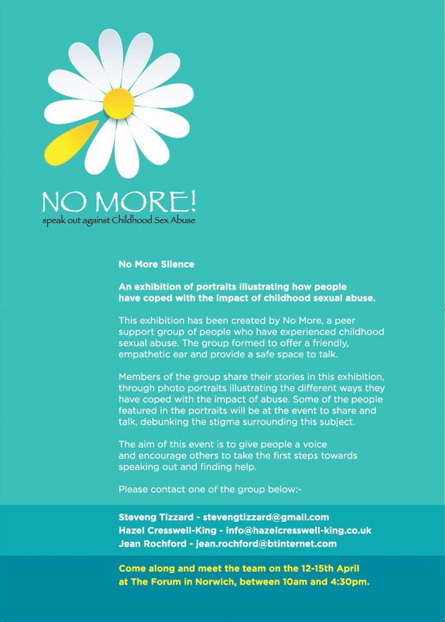 I feel so very proud &amp; a little scared too. 

"No More" 
Speak Out Against Childhood Sexual Abuse

From the 12th to 15th Of April <a href="/TheForumNorwich/">The Forum Norwich</a> 

#mysavinggrace
#survivorofsuicide
#myabuserandme