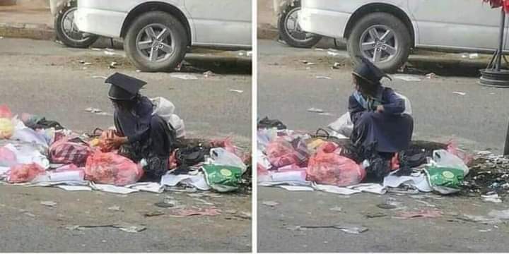 seuss7149's tweet photo. In Yemen, a student wearing clothes graduated from the top in school, after honoring, she went out to the garbage looking for food
#Fixedprices https://t.co/NLgd7QI52Q