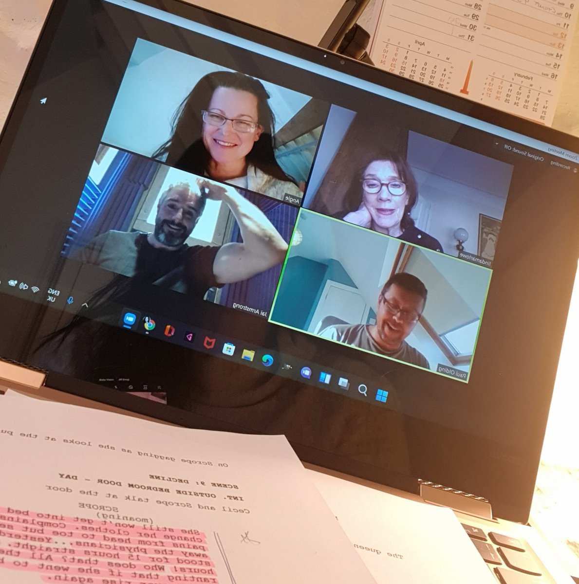 Angelabull's tweet photo. Table read for next weeks filming. Fun to be had again with @drpaulolding #LindaMarlow & @jaiarmstrongact #Filming #ReadThroughViaZoom #WorkingAgain #BlessedAndGrateful https://t.co/sbkt5Rk1U9