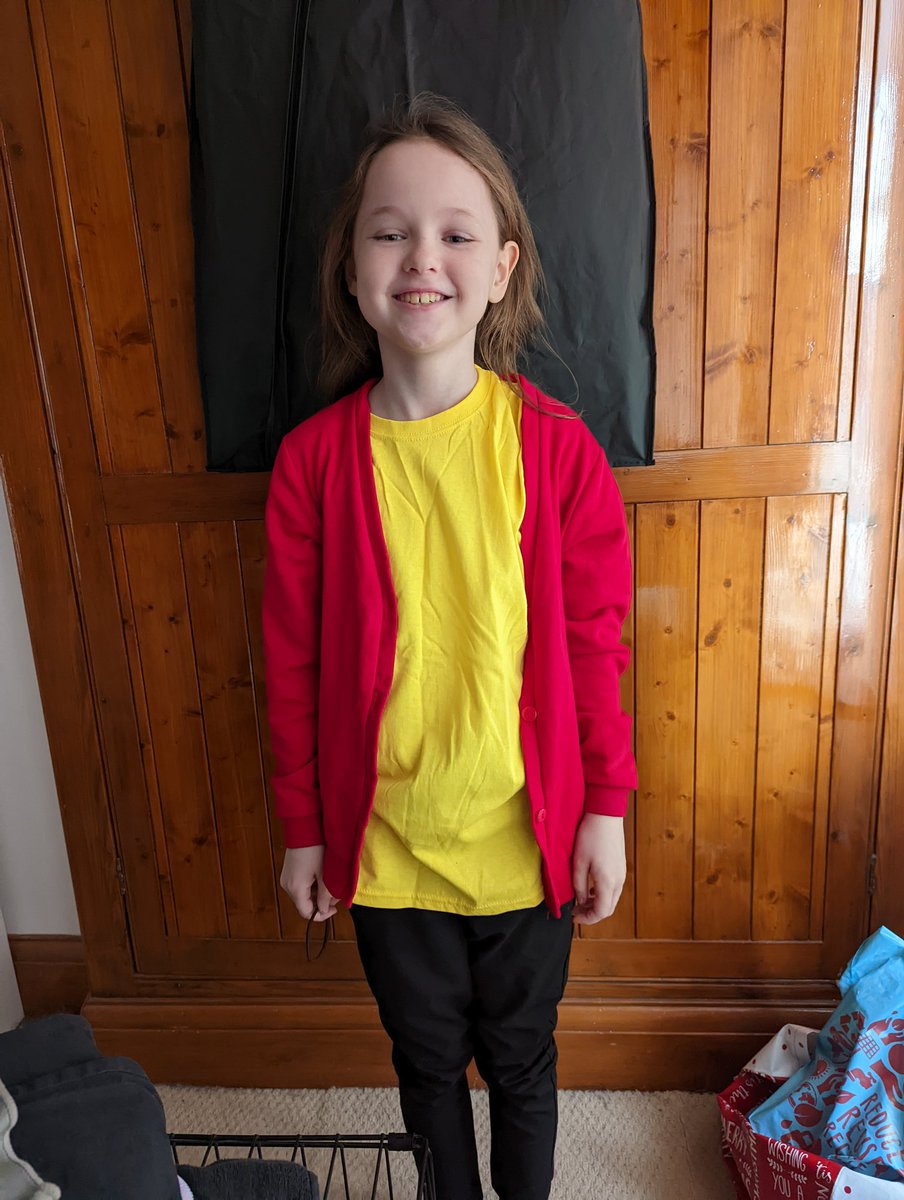 Youngest had blue and yellow day at school to raise money for Ukraine. Just a small item alongside their uniform with the focus on Ukraine. 
I unintentionally dressed my child as the Germany flag much to her amusement🤦🏻‍♀️😂