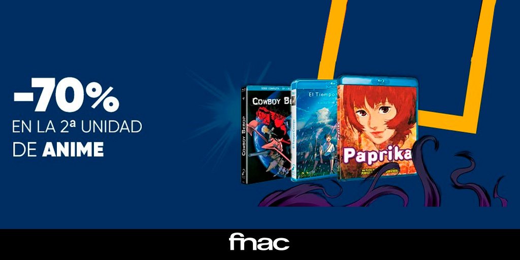 Fnac_MusicaCine's tweet photo. El #MesdelMangaEnFnac continua, pero nuestro ofertón se acerca a su fin😨

Si aún no te has hecho con tus animes favoritos, esta es tu última oportunidad📢

Aprovecha ahora nuestro 70% de descuento en la segunda unidad de anime 🇯🇵
https://t.co/gVk7cRTFrG https://t.co/g66DwBnA65