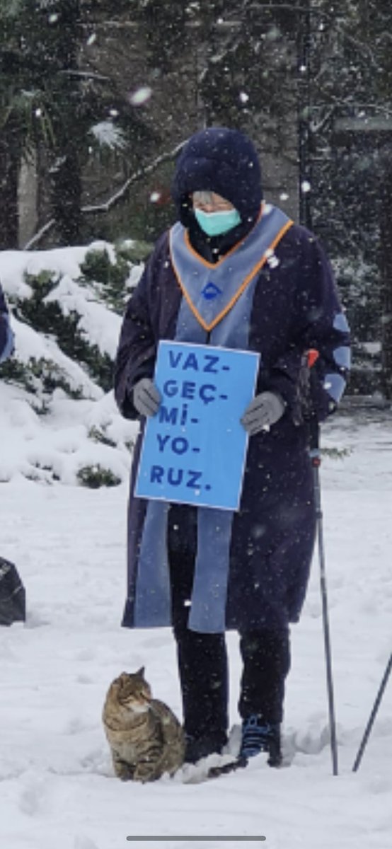 This is the photo you need to print and hang on your wall, so that you look at it when you need to work harder with determination.
Bogazici Professors are still protesting against the tyrant against the bully. They stand still to save their university, to save their country!