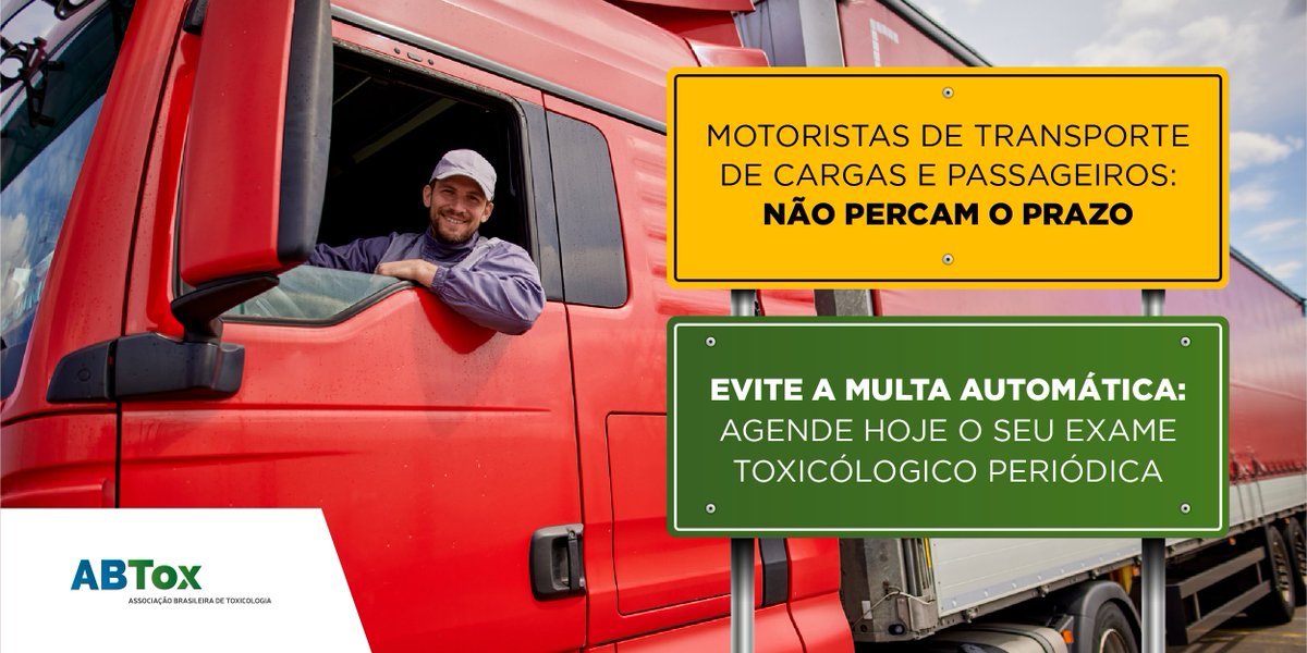 abtoxoficial's tweet photo. Motoristas das categorias C, D e E que não fazem o exame toxicológico periódico obrigatório na data de vencimento receberão, automaticamente, a multa de R$ 1.467,35 quando da renovação de suas CNHs. O fato gerador da multa é a perda do prazo. ​Acesse: https://t.co/3FKQ6ibWNo https://t.co/QM4pQ53p4R