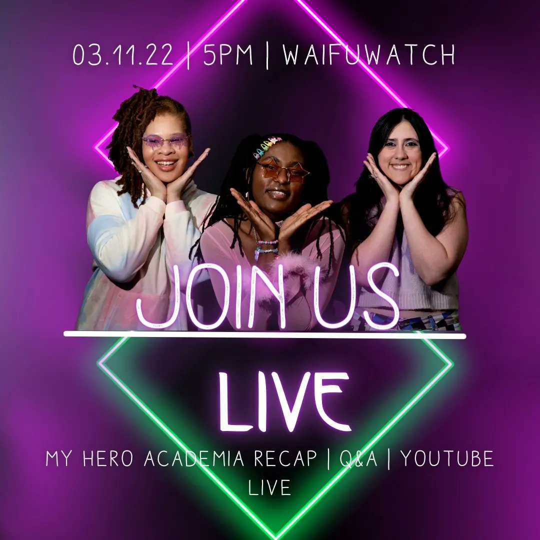SecretScreenYt's tweet photo. The Waifus have made it to Season 3 of My Hero  Academia!!!
Come join us live today at 5pm as we recap about the season and answer your questions!!! See you there!!!

#YouTube #youtubelive #fridaymorning #FridayFeeling #fridayvibes #JoJosBizarreAdventure #MyHeroAcademia https://t.co/5d3urd1aMs