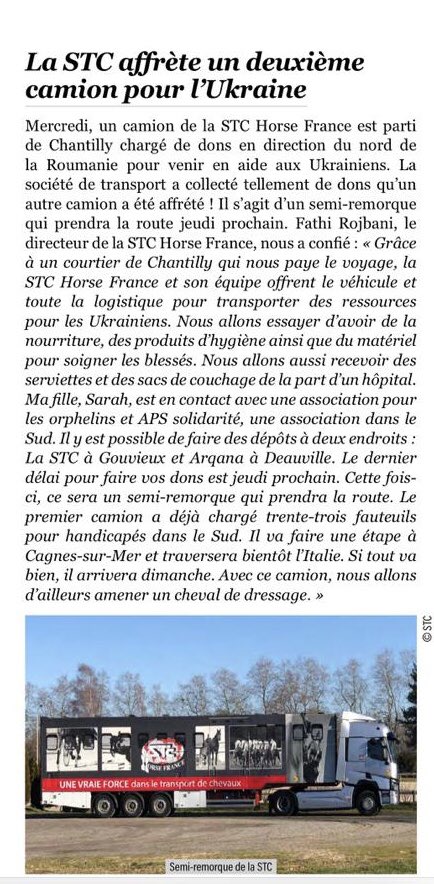 La STC affrète un camion pour l Ukraine 🇺🇦