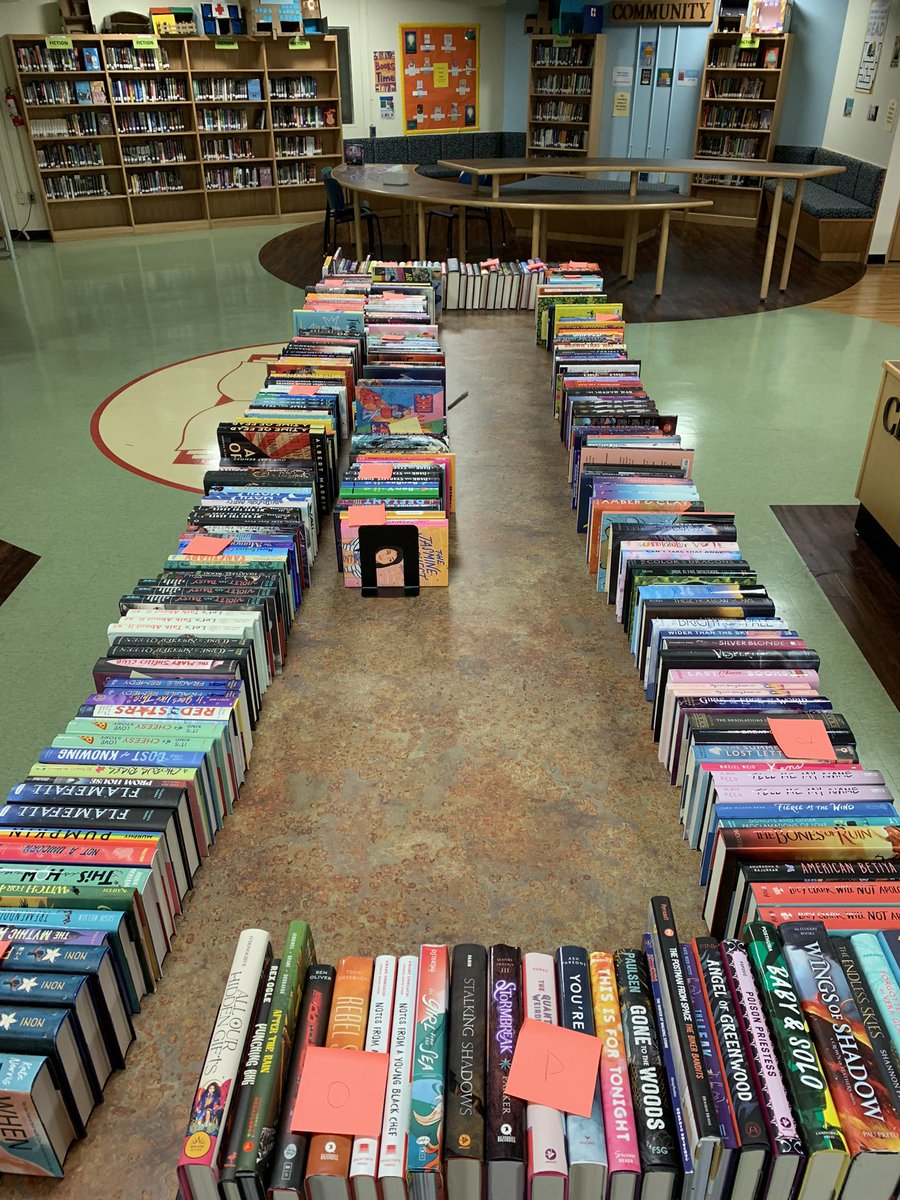 MBCampusLibrary's tweet photo. The #YALSAGreatBookGiveaway books are arriving! Students are so excited they are placing holds on books that aren’t even processed yet! Thank you, @yalsa, for helping me get these amazing books into their hands! @NYCDOEOLS https://t.co/99hiqKlk7p
